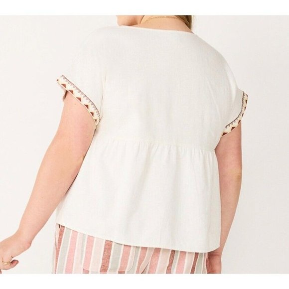 Sonoma Top Womens Plus Size 4X Dolman Sleeve Embroidered Boho Cream NWT - Picture 12 of 12